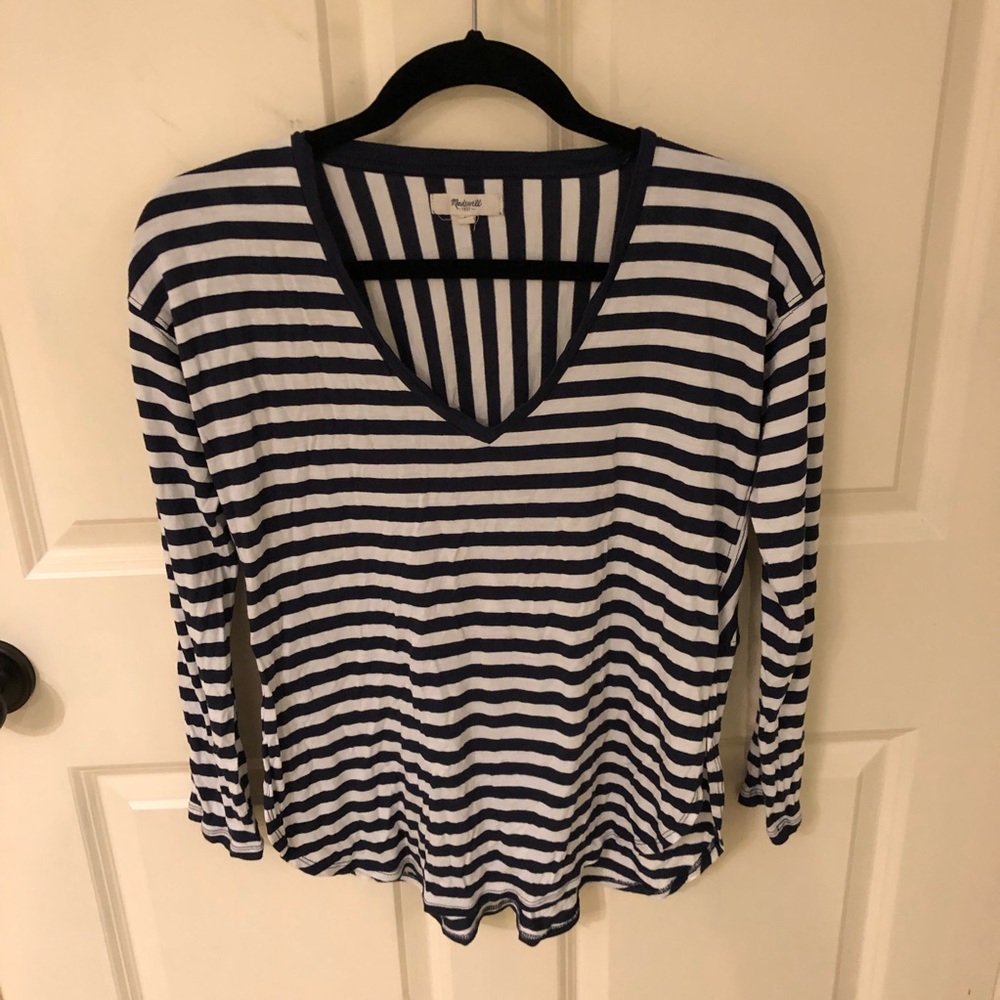 Madewell Stripped Navy and White Top